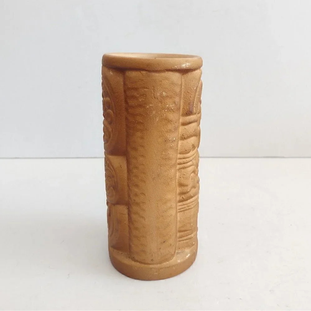 Vintage Ceramic Pottery Tiki Mug Cup Mendez Ruiz Aztec God Guatemala